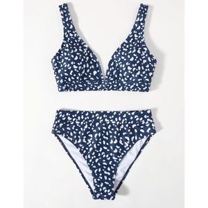 Navy Shein High Waisted Swimsuit